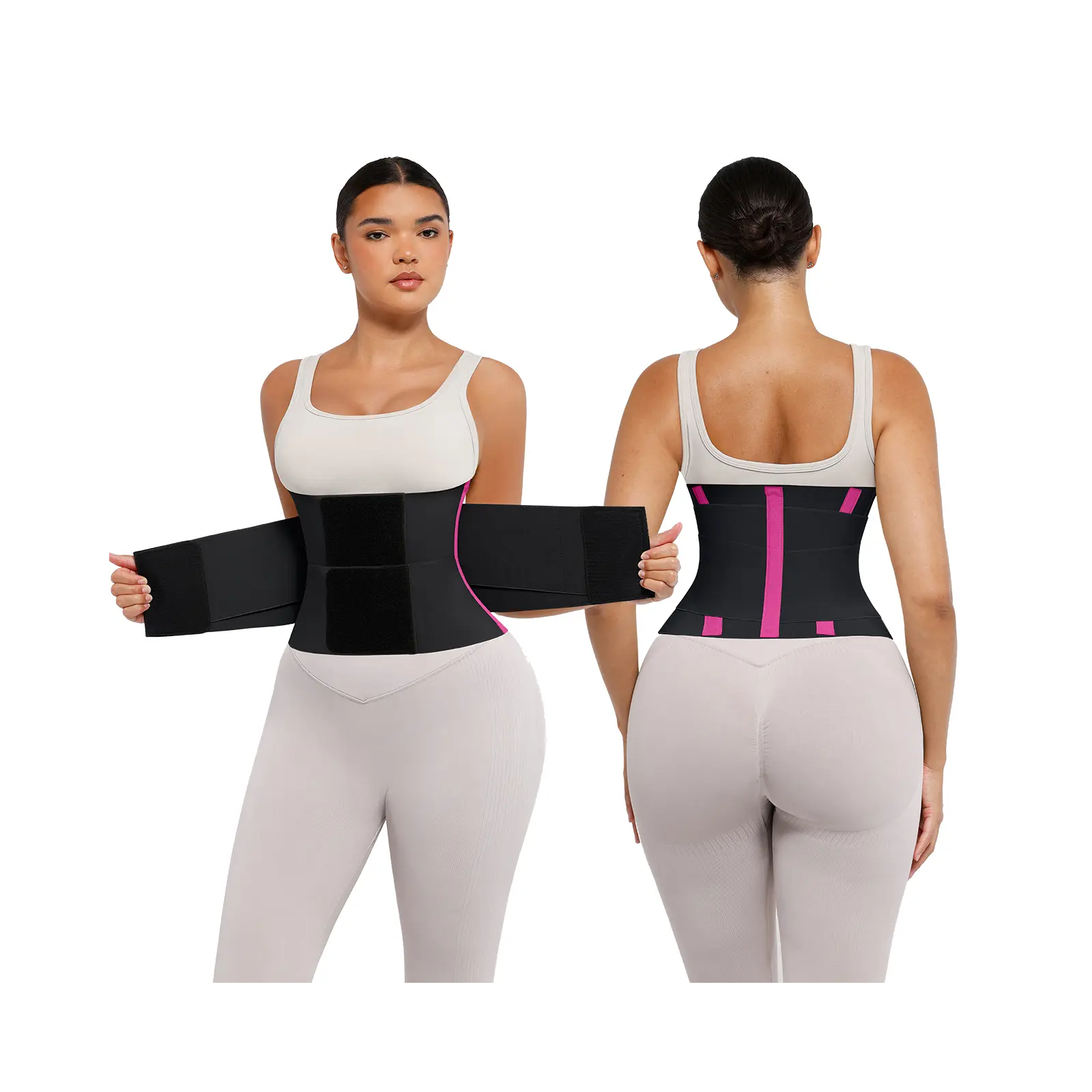 NINONERA BLACK with pink stripe adjustable waist cincher and sweat belt