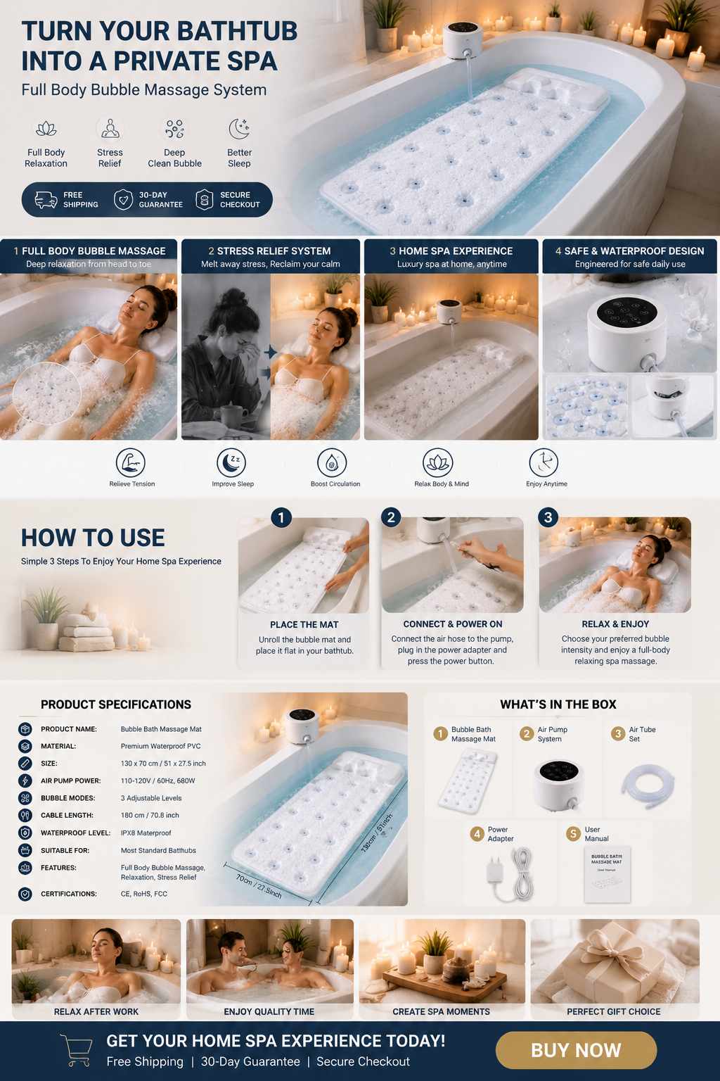 Portable Spa Bubble Bath Massager