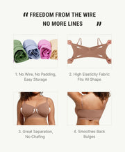 Wireless bra comfort features and smoothing coverage