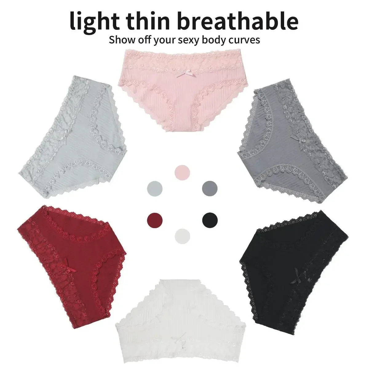 NINONERA Lace-Trim Cotton Hipster 6-Pack - Gallery 4