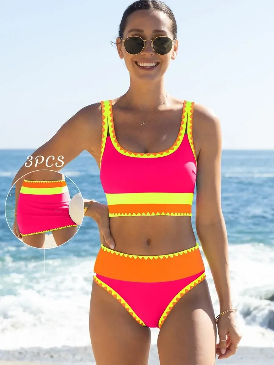NINONERA Coastline Colorblock 3-Piece Swim Set - Gallery 5