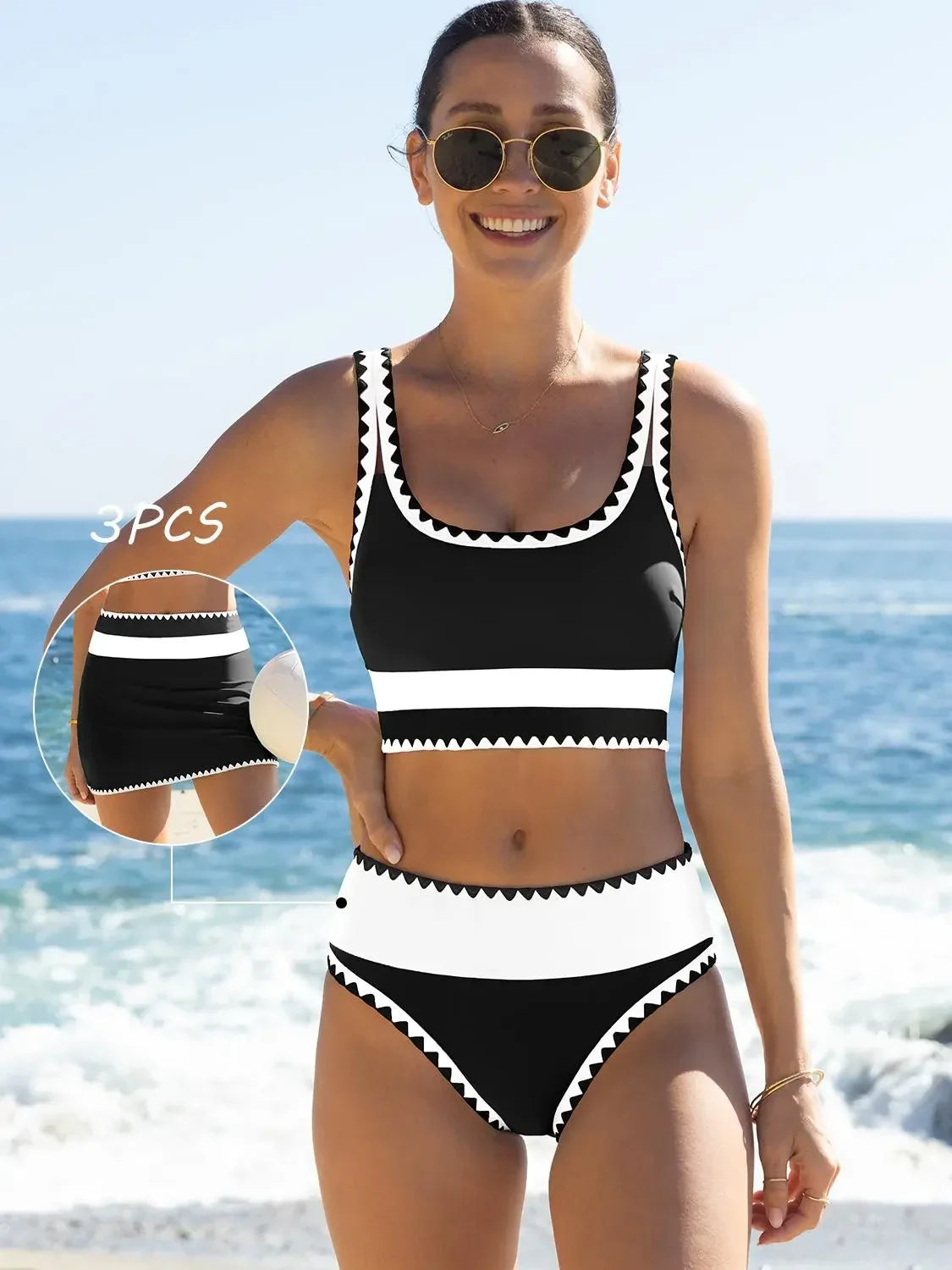 NINONERA Coastline Colorblock 3-Piece Swim Set - Gallery 7