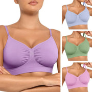 Purple NINONERA wireless bra fit and color options