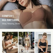 Wireless bra styled for sleep, relaxation and everyday movement