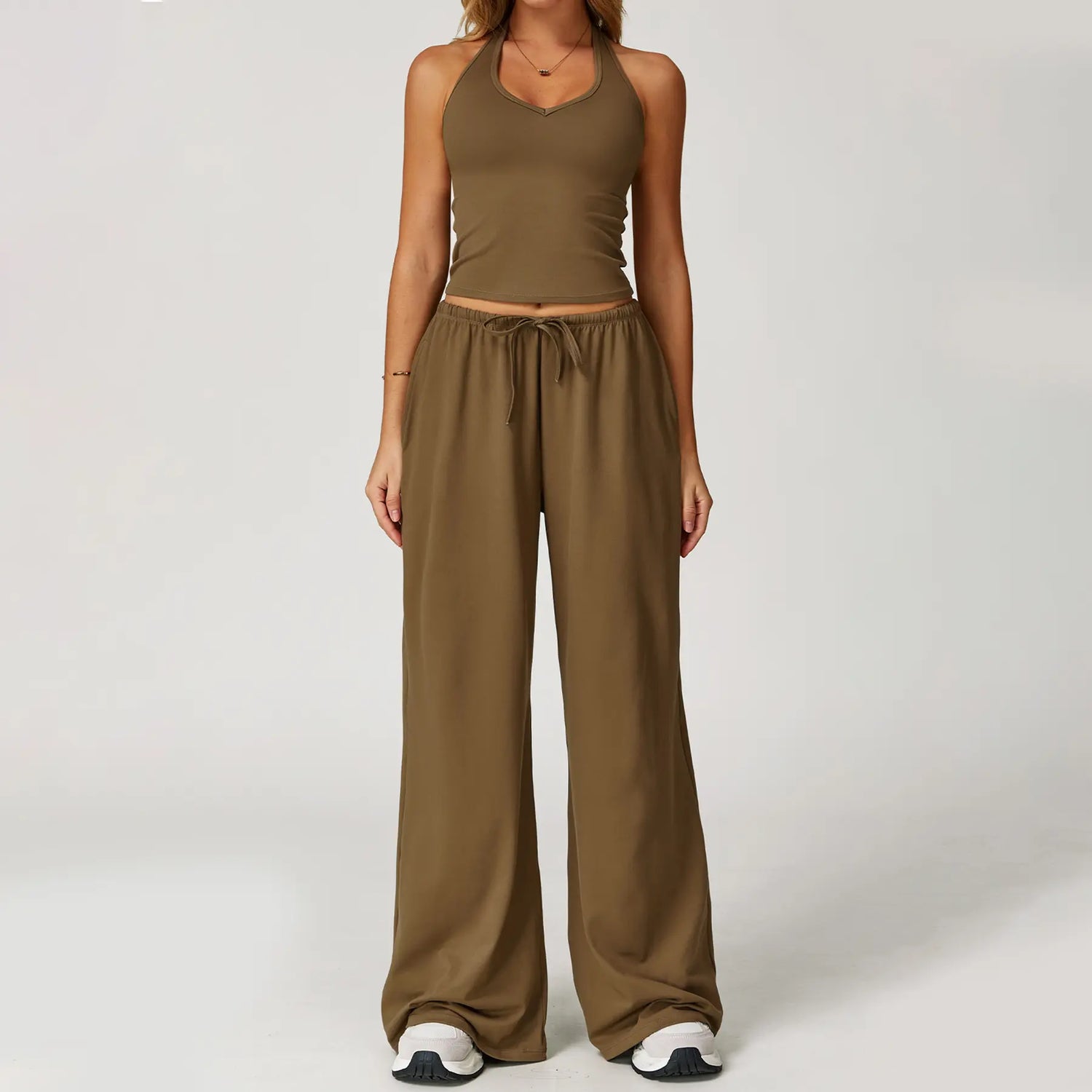 NINONERA 2-Piece Athleisure Outfit — Coffee 