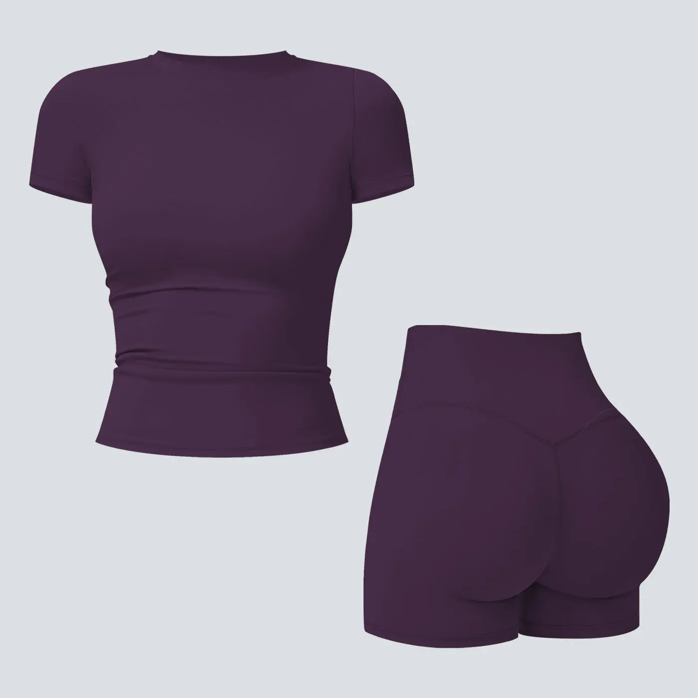 NINONERA 2-Piece Boat Neck Open-Back Workout Set — Soybean Purple