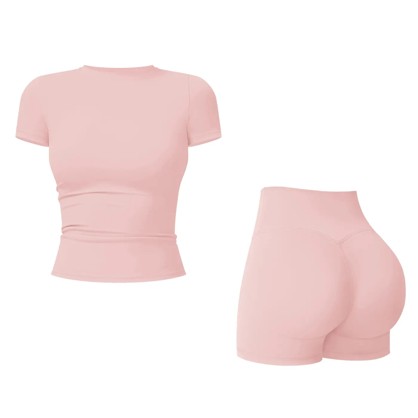 NINONERA 2-Piece Boat Neck Open-Back Workout Set — Peach powder