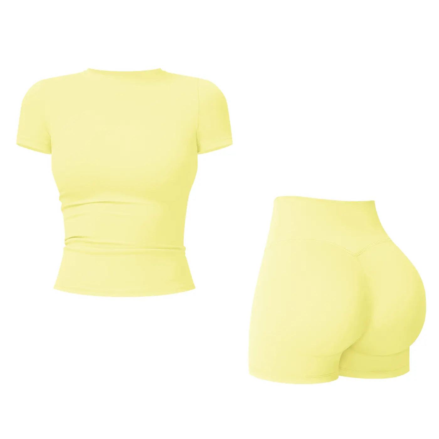NINONERA 2-Piece Boat Neck Open-Back Workout Set — Gooseneck yellow