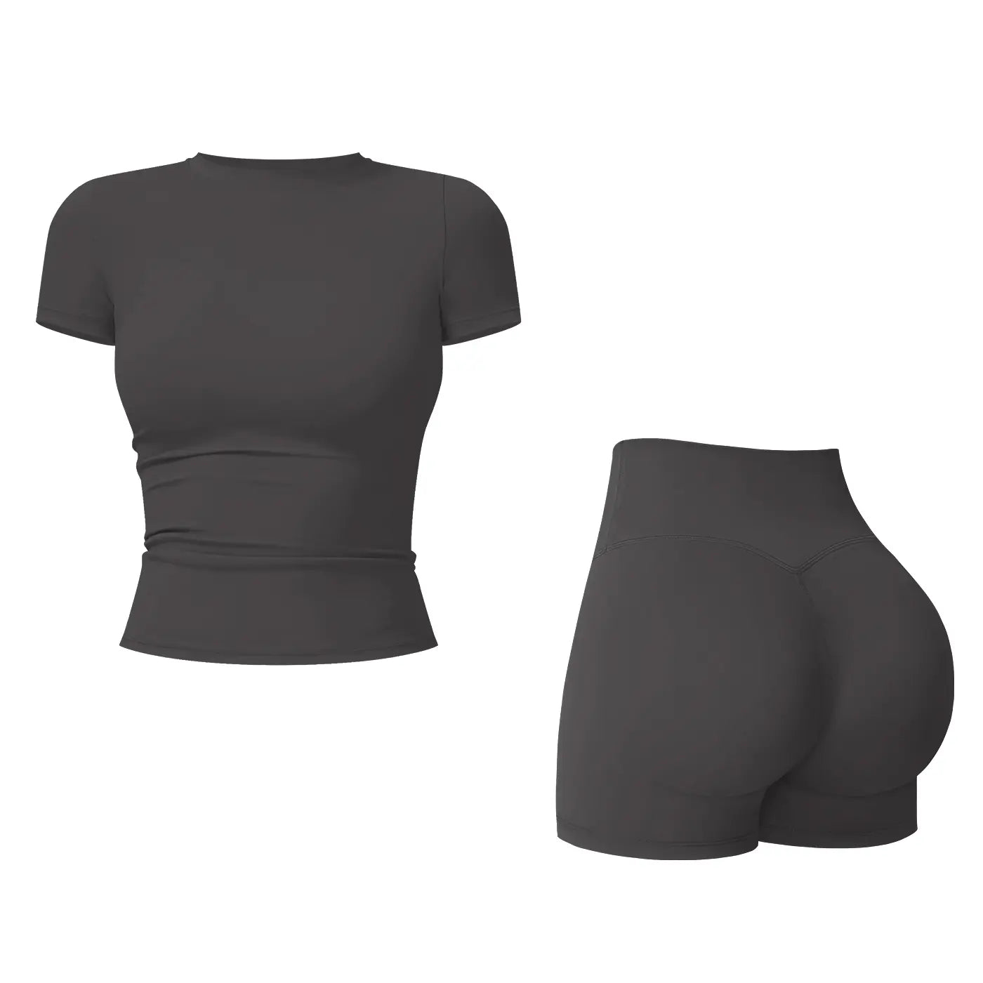 NINONERA 2-Piece Boat Neck Open-Back Workout Set — Starry Gray
