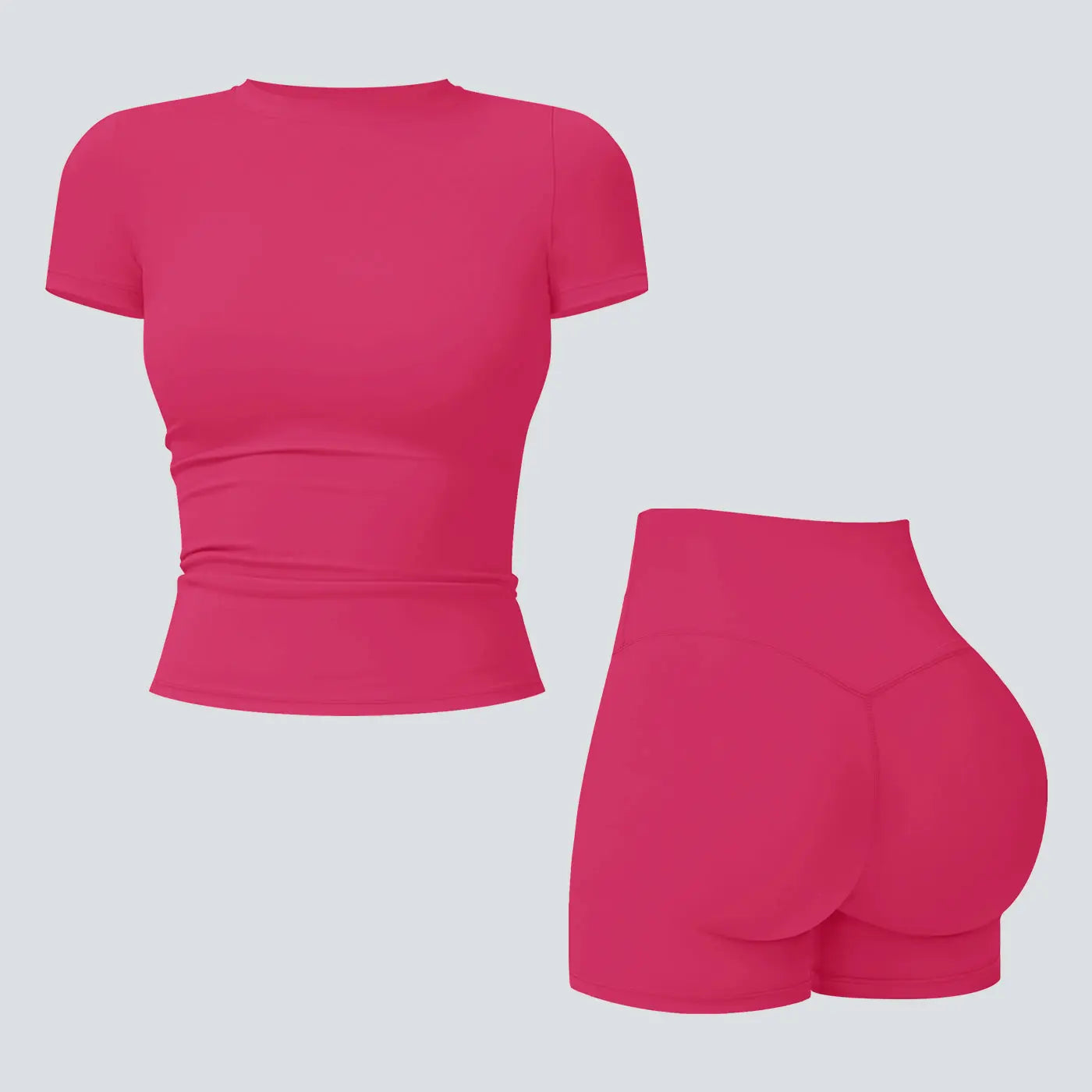 NINONERA 2-Piece Boat Neck Open-Back Workout Set — Peony Red