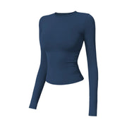 NINONERA 2-Piece Boat Neck Open-Back Workout Set — Same Style Long Sleeve – Badge Blue