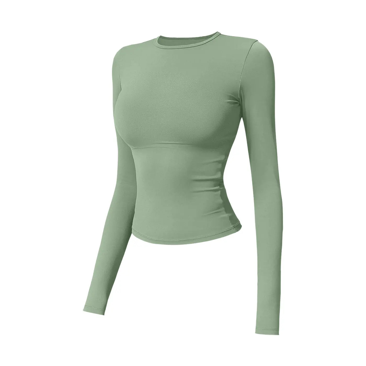 NINONERA 2-Piece Boat Neck Open-Back Workout Set — Coriander Green Same Style Long Sleeve