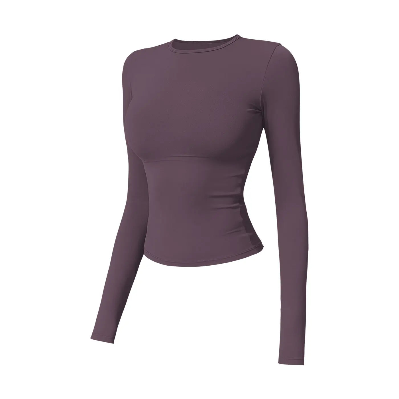 NINONERA 2-Piece Boat Neck Open-Back Workout Set — Eggplant Purple Same Long-Sleeve Style