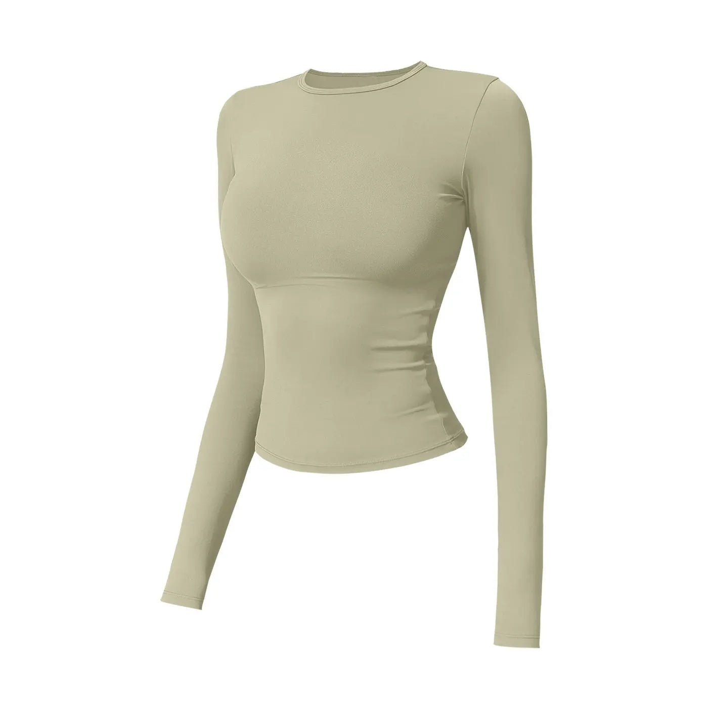 NINONERA 2-Piece Boat Neck Open-Back Workout Set — Moss Green Long Sleeve Top