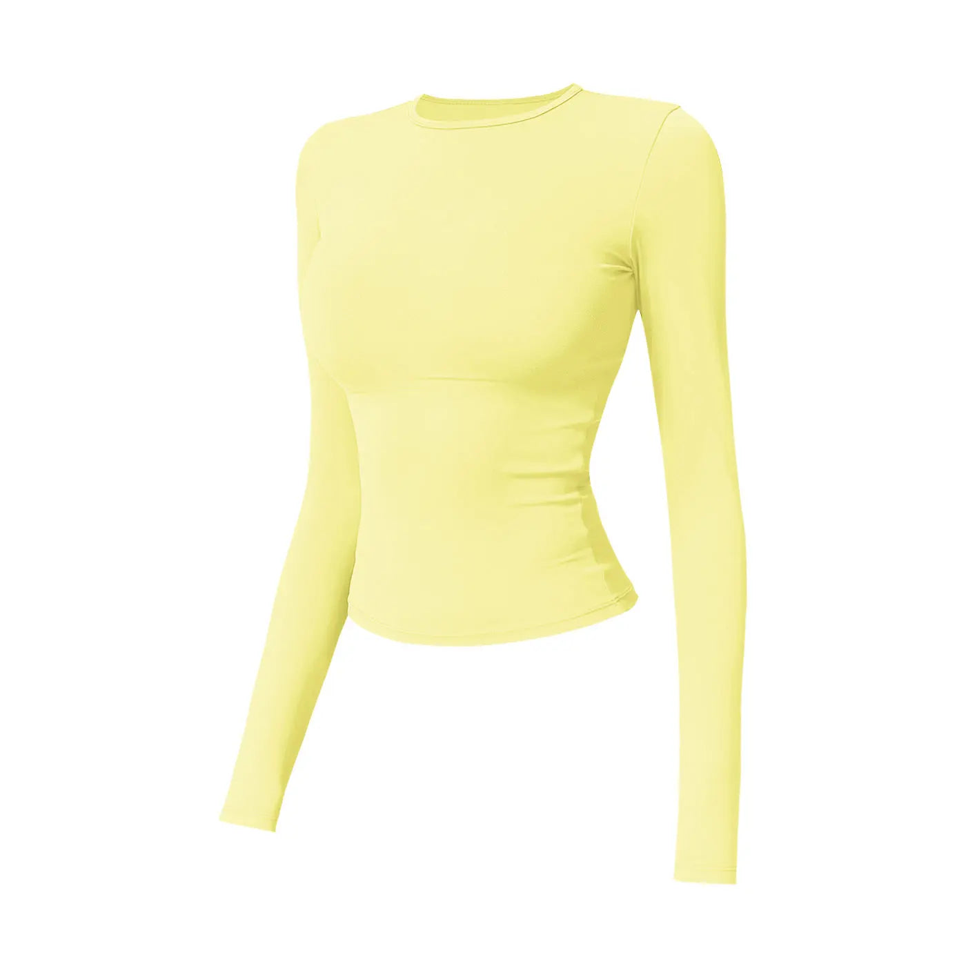NINONERA 2-Piece Boat Neck Open-Back Workout Set — Gooseneck Yellow Long-Sleeve Top