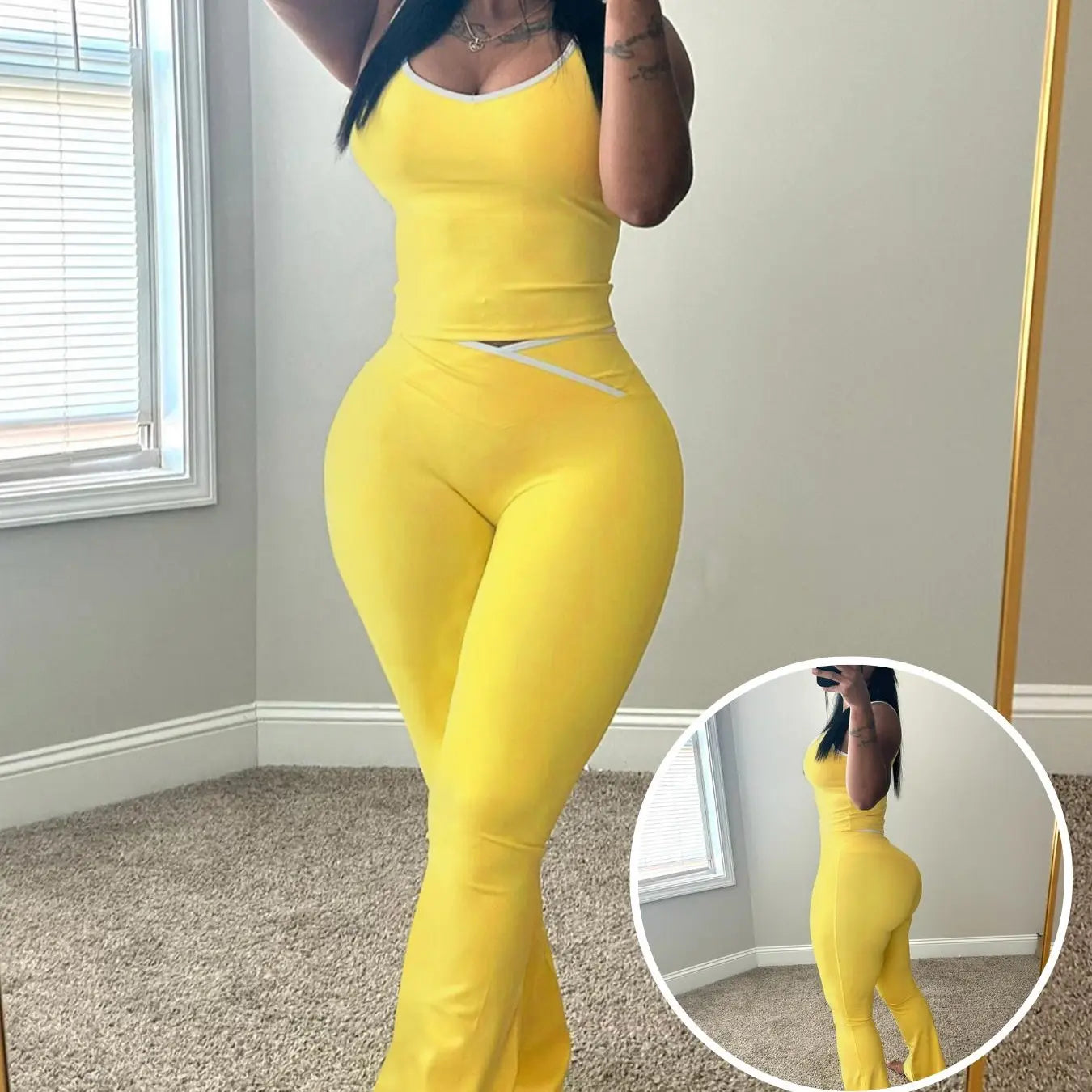 NINONERA Colorblock Tank & Pants Set — Yellow