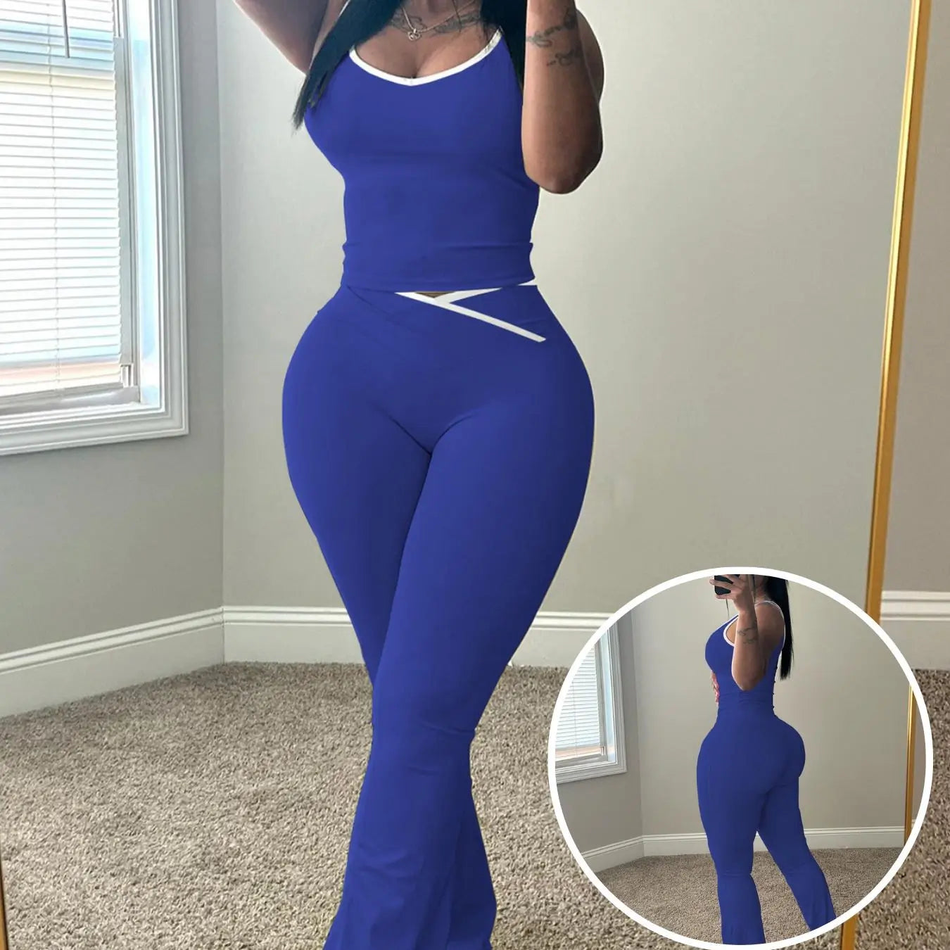 NINONERA Colorblock Tank & Pants Set — Blue