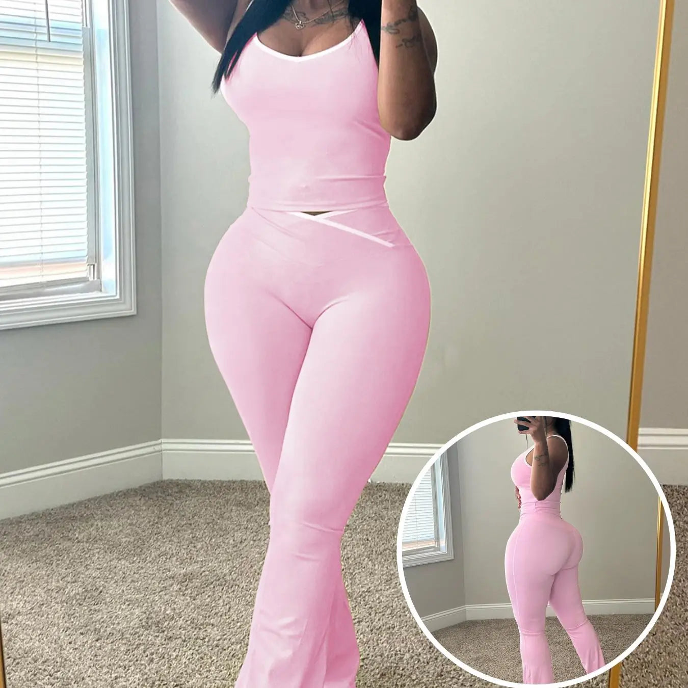 NINONERA Colorblock Tank & Pants Set — Pink