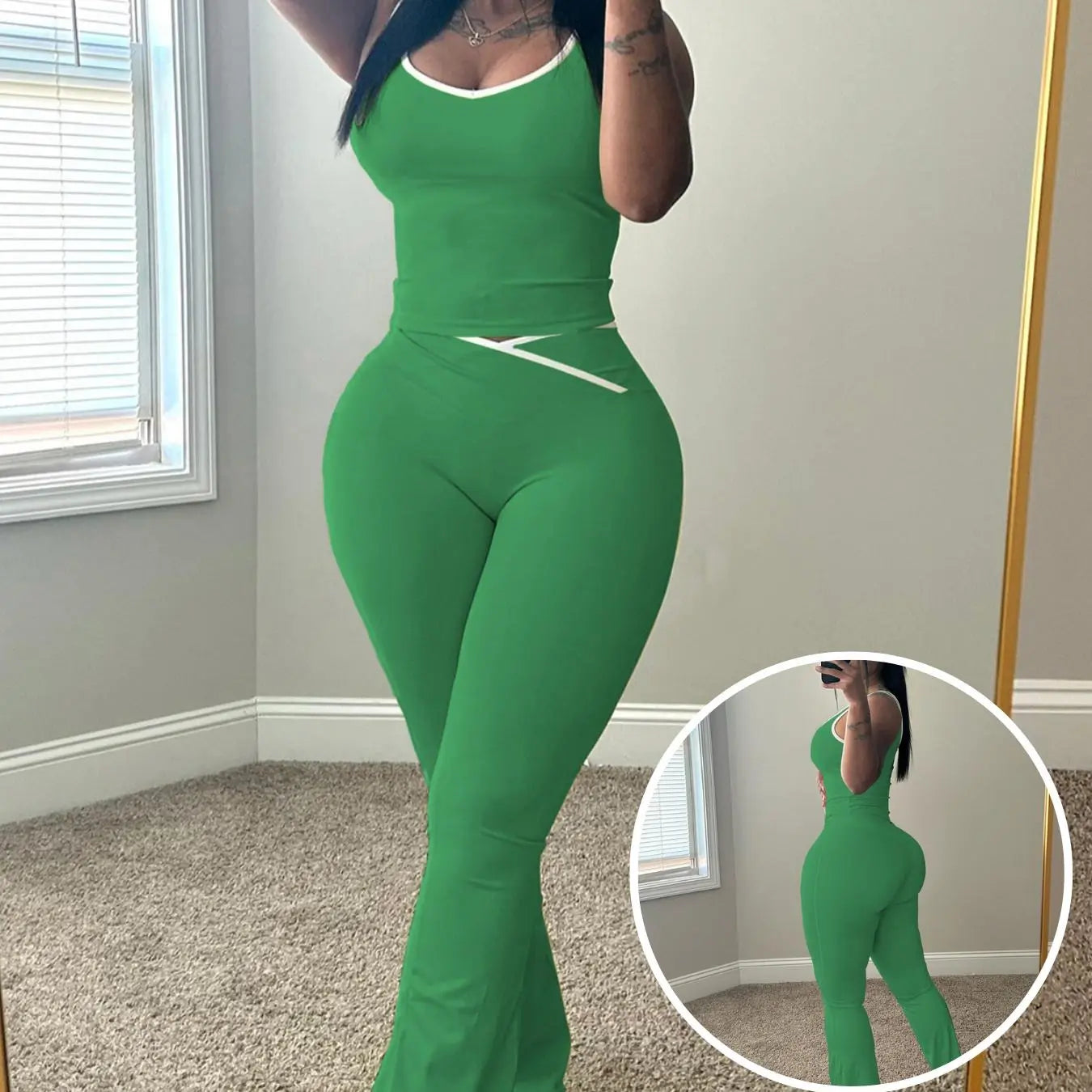NINONERA Colorblock Tank & Pants Set — Green