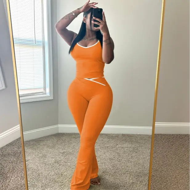 NINONERA Colorblock Tank & Pants Set — Orange