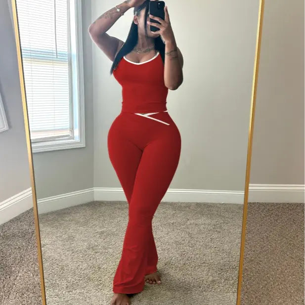 NINONERA Colorblock Tank & Pants Set — Red