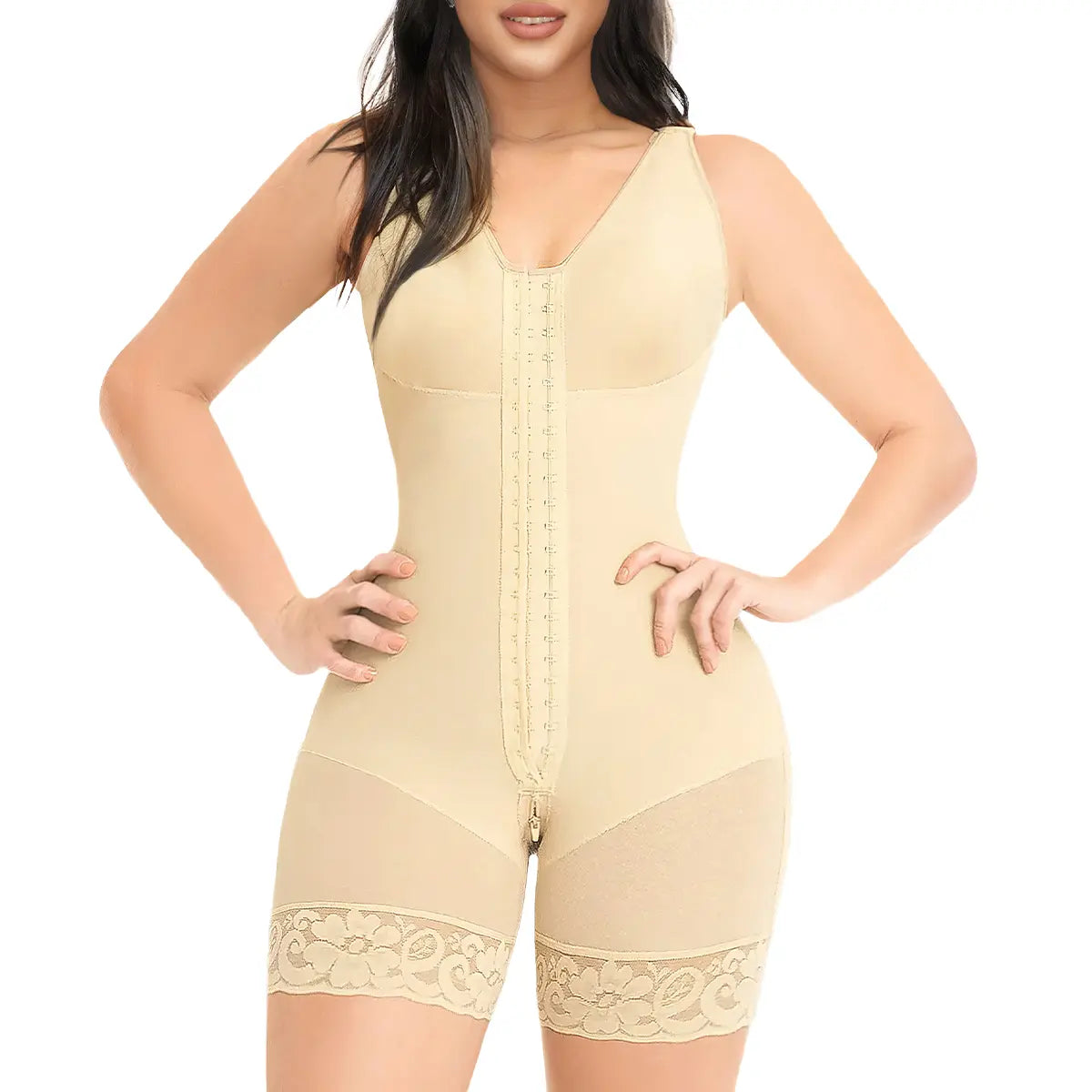 NINONERA Fajas Colombianas Shapewear for Women Front-Hook Tummy Control Full Shapewear Butt Lifter — Beige