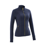 NINONERA Gold-Color Zipper Soft Brushed Women's Sporty Jacket — Navy-Jacket