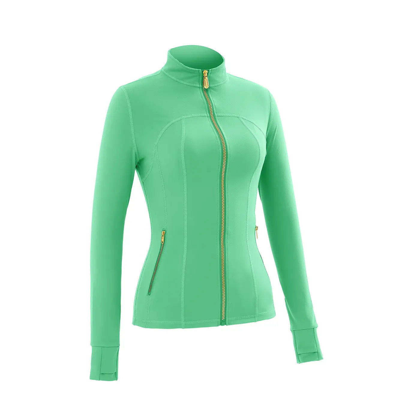 NINONERA 【Gold-Color zipper】Soft Brushed Women's Sporty Jacket — NeonGreen-Jacket