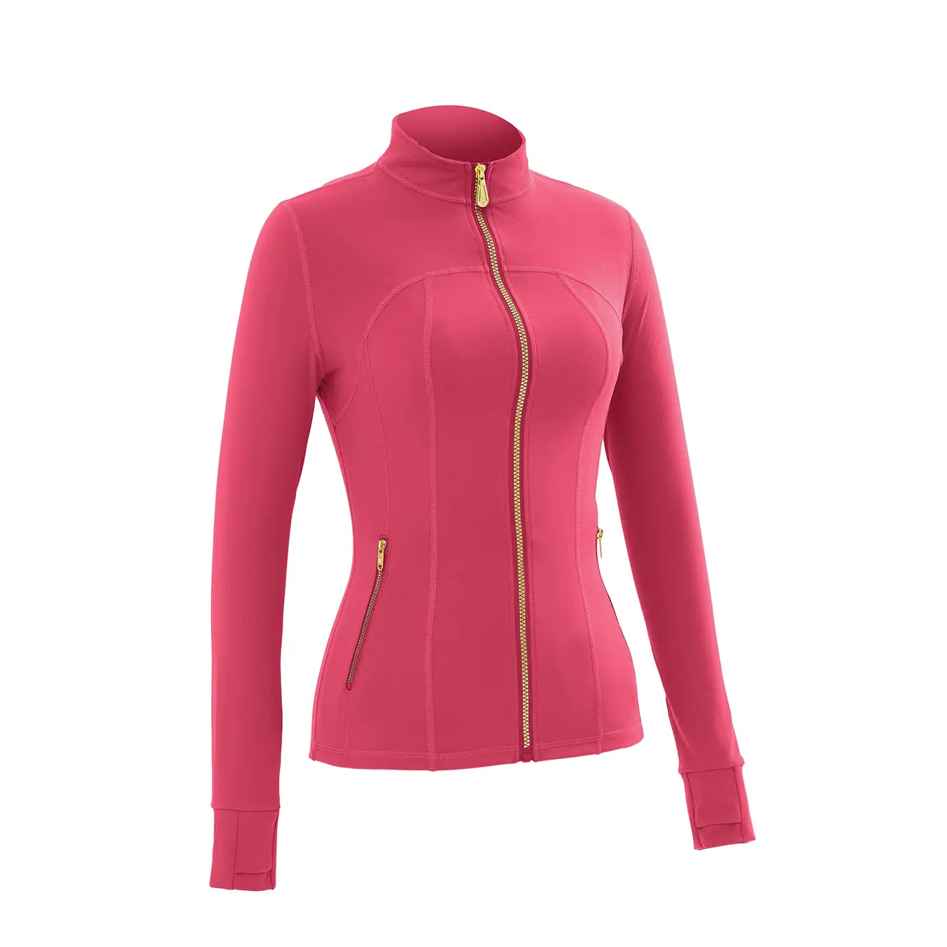 NINONERA 【Gold-Color zipper】Soft Brushed Women's Sporty Jacket — Red-Jacket