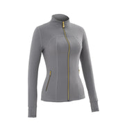 NINONERA 【Gold-Color zipper】Soft Brushed Women's Sporty Jacket — Khaki Gray-Jacket
