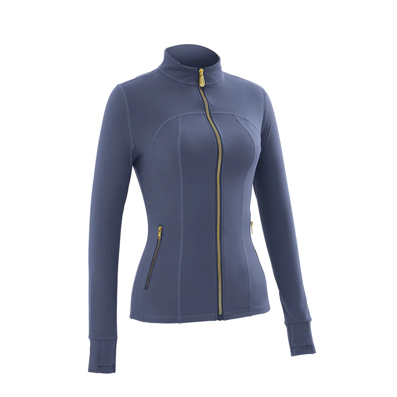 NINONERA 【Gold-Color zipper】Soft Brushed Women's Sporty Jacket — LightNavy-Jacket