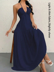 NINONERA Plain Dress — Navy Blue