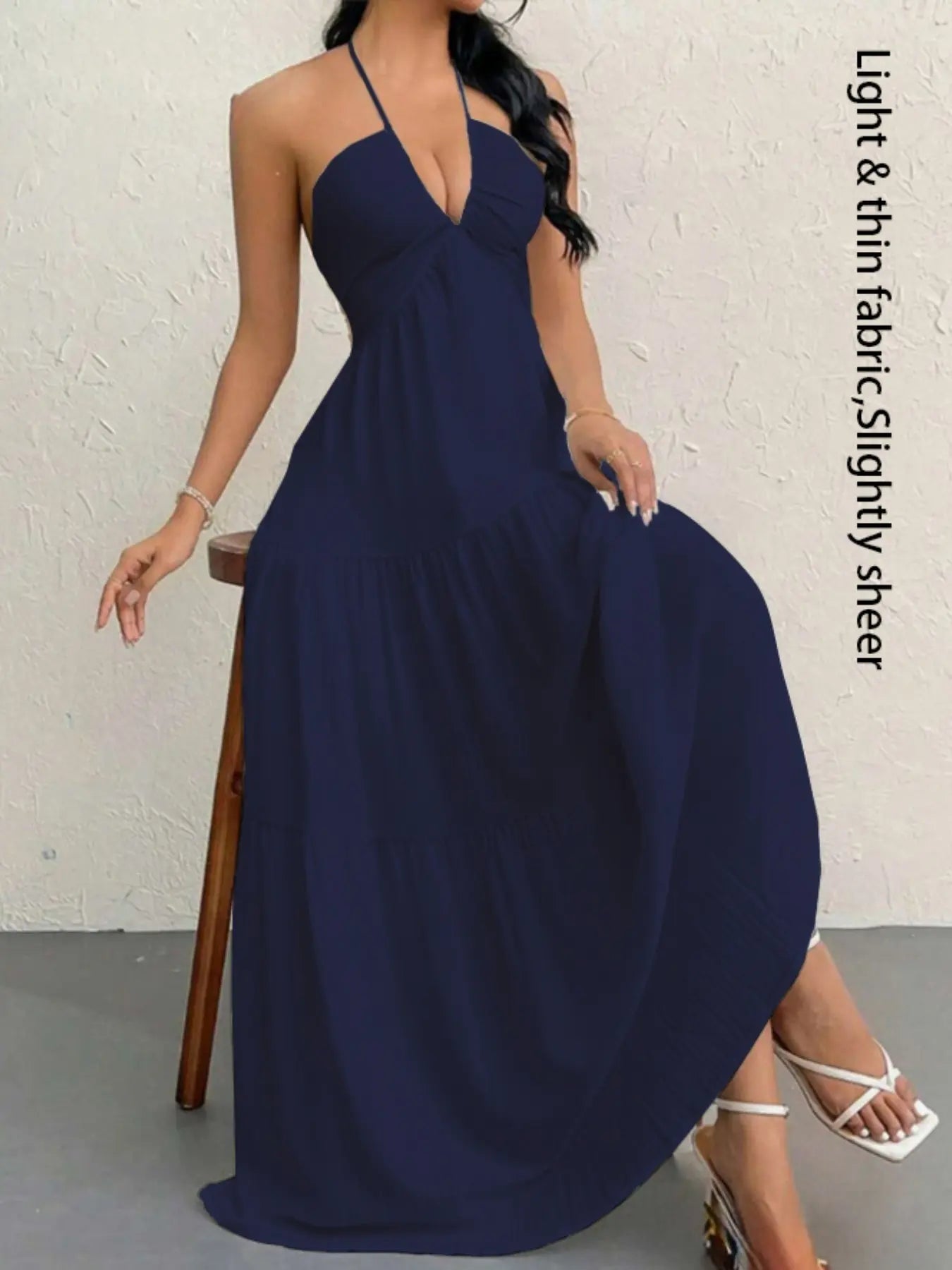 NINONERA Plain Dress — Navy Blue