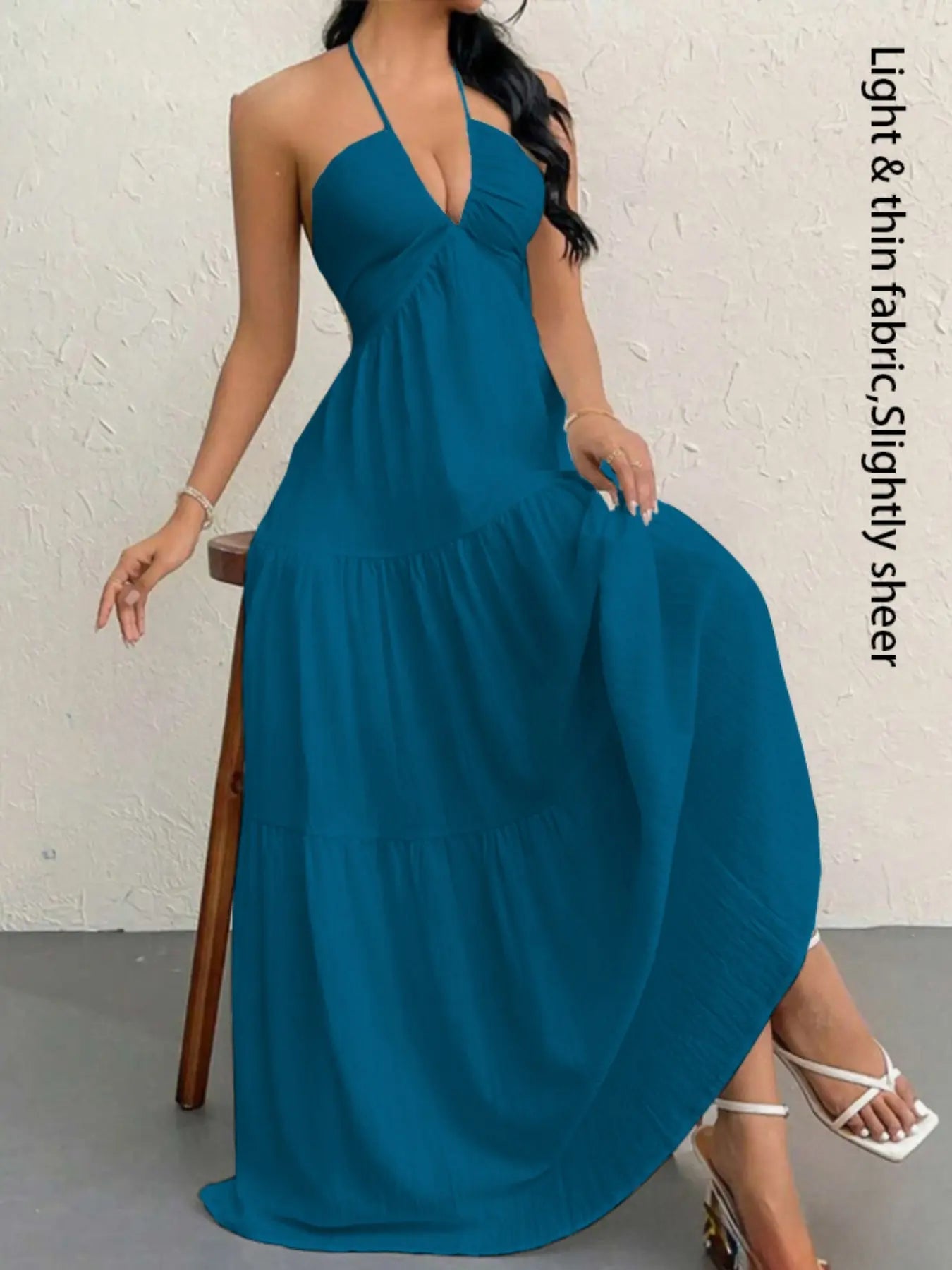 NINONERA Plain Dress — Ocean Blue