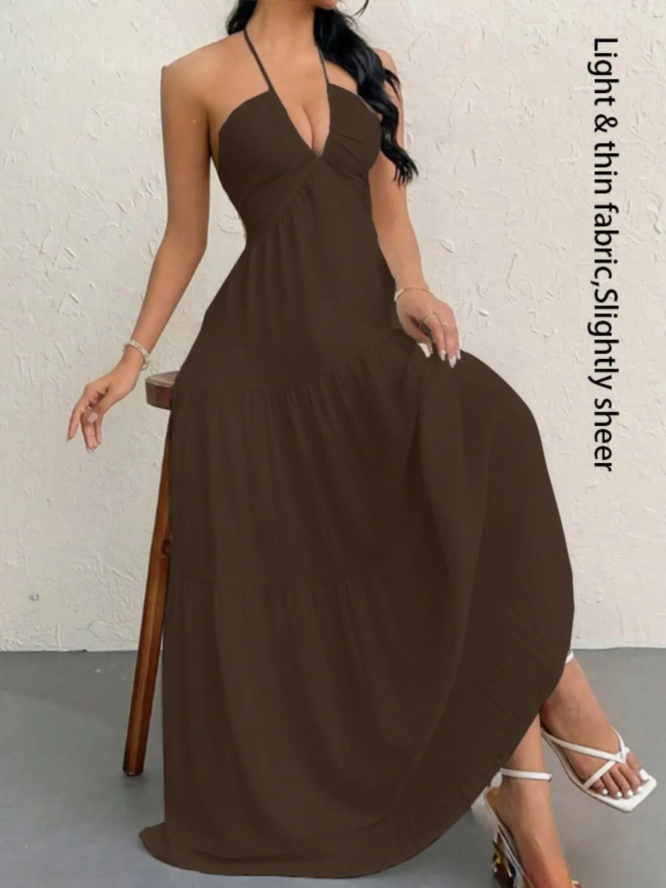 NINONERA Plain Dress — Dark Brown