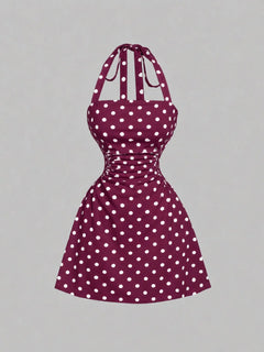 Wine red base with white dots