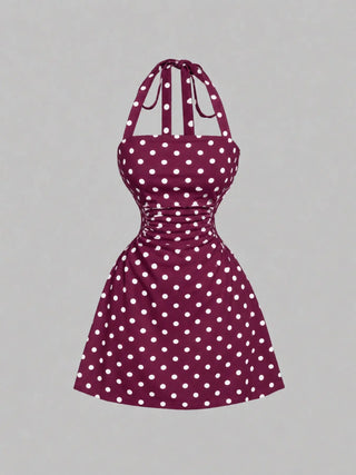 Wine red base with white dots