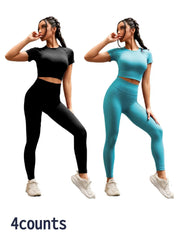 NINONERA Seamless Nylon High-Stretch Yoga Top & Slimming Butt-Lifting High-Waisted Leggings — Multicolor4