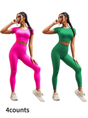 NINONERA Seamless Nylon High-Stretch Yoga Top & Slimming Butt-Lifting High-Waisted Leggings — Multicolor5