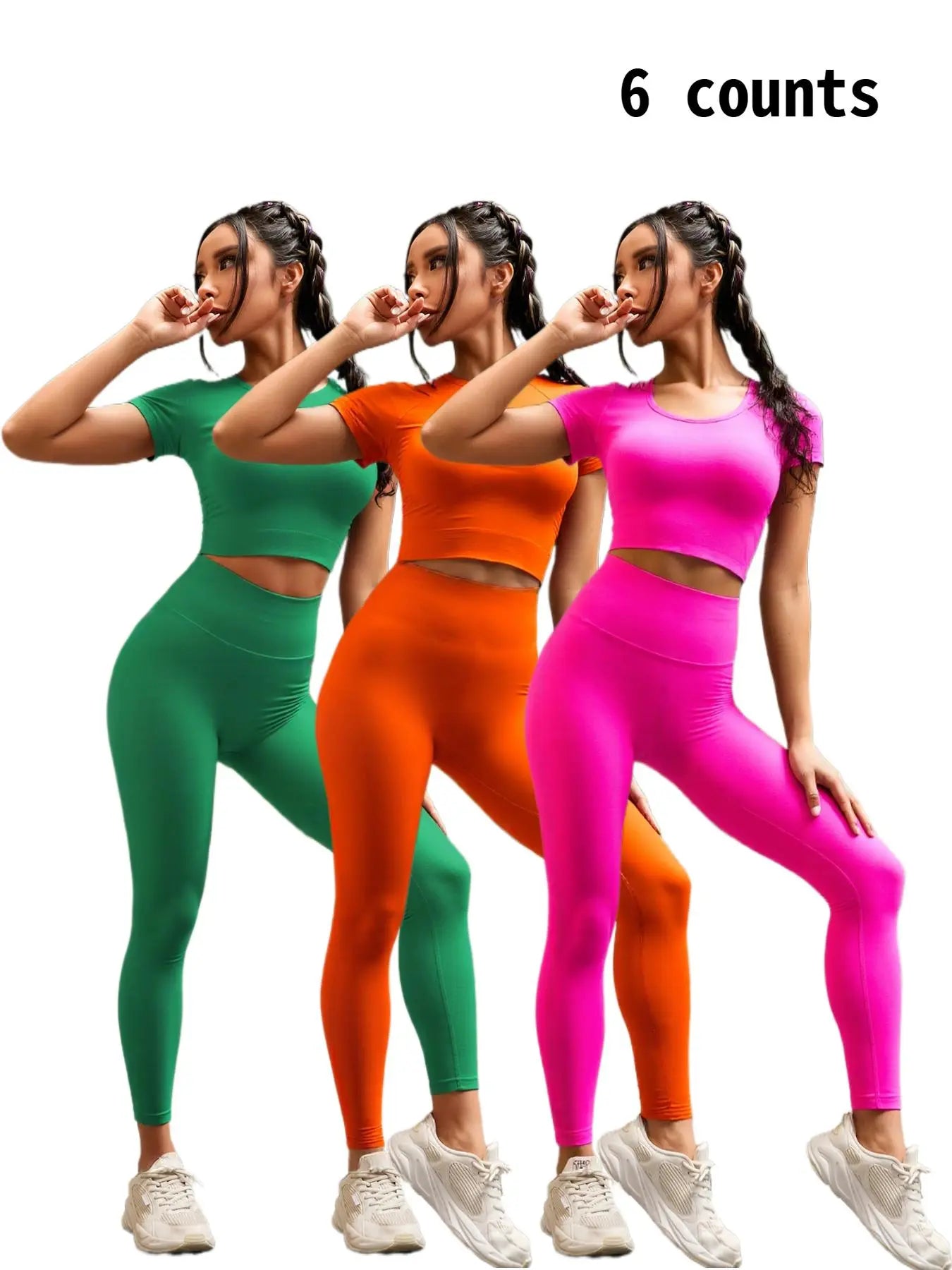 NINONERA Seamless Nylon High Stretch Yoga Fitness Short Sleeve Top and Slimming Butt Lifting High Waisted Athletic — Multicolor8
