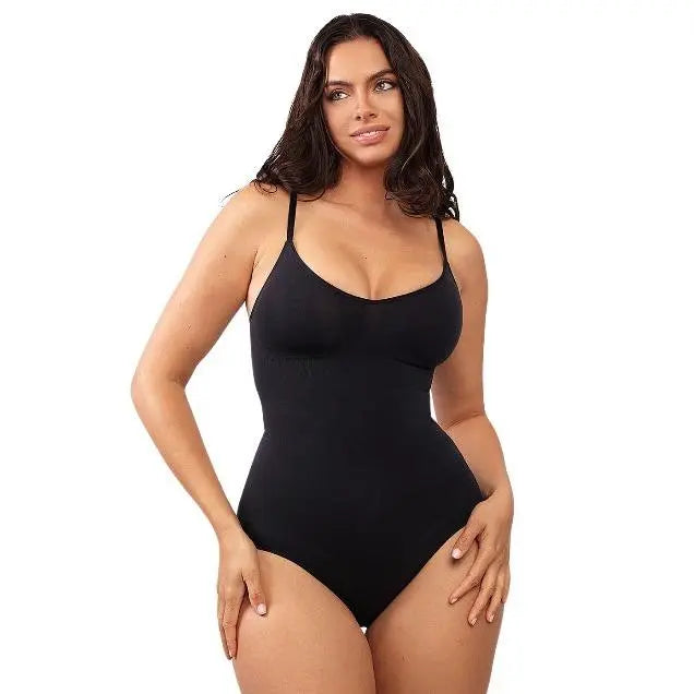NINONERA Seamless One-Piece Tummy-Tucking Sleeveless Bodysuit with Soft V-Neck