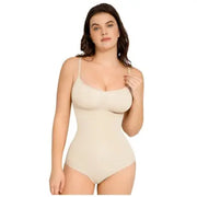 NINONERA Seamless One-Piece Tummy-Tucking Sleeveless Bodysuit with Soft V-Neck — Thinner Strap Light Skin