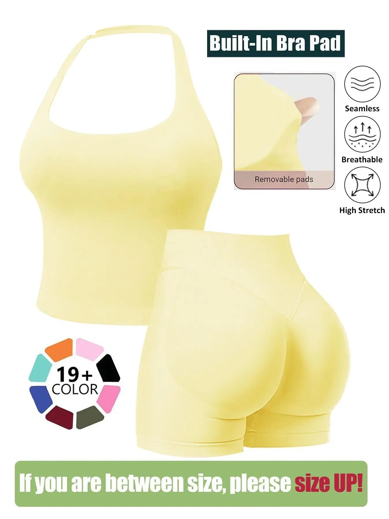 NINONERA Seamless Workout Sets for Women — Yellow