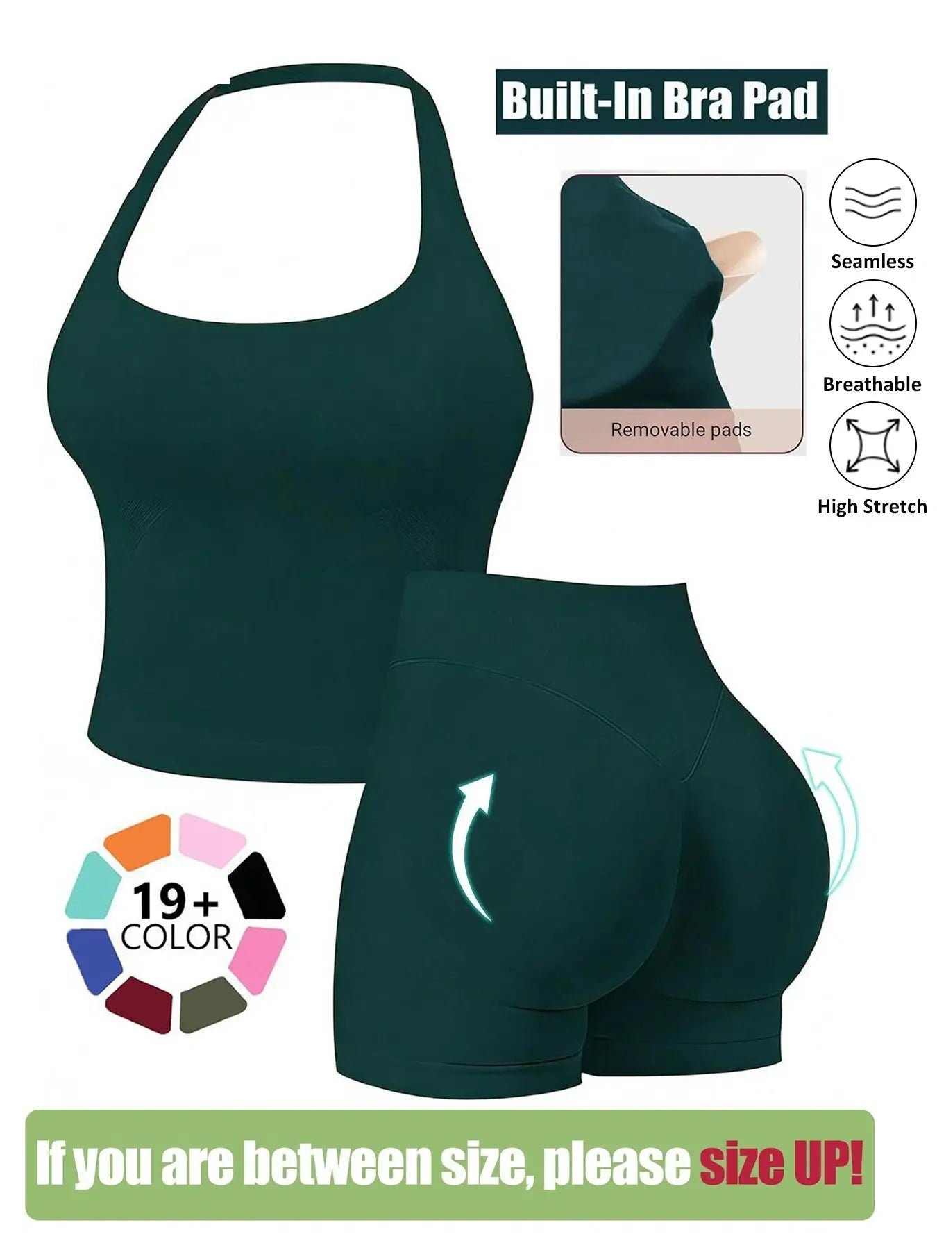 NINONERA Seamless Workout Sets for Women — Pine Green