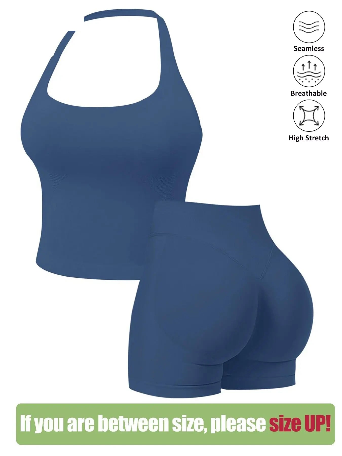 NINONERA Seamless Workout Sets for Women — Blue