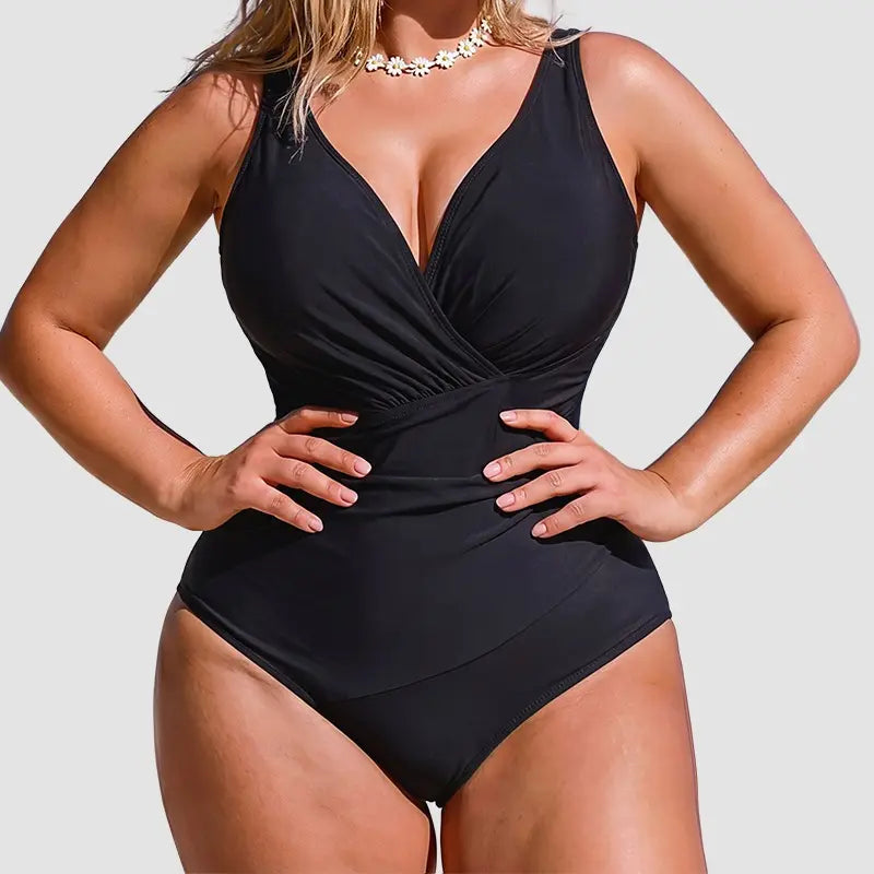 NINONERA Size Up for Best Fit] Front Twist Ruched Tummy Control Hourglass Illusion Extra Snatching Ultra-Light Fab — PatchDesign BLack