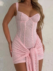 NINONERA Sleeveless Spaghetti Strap Tank Dress — Pink