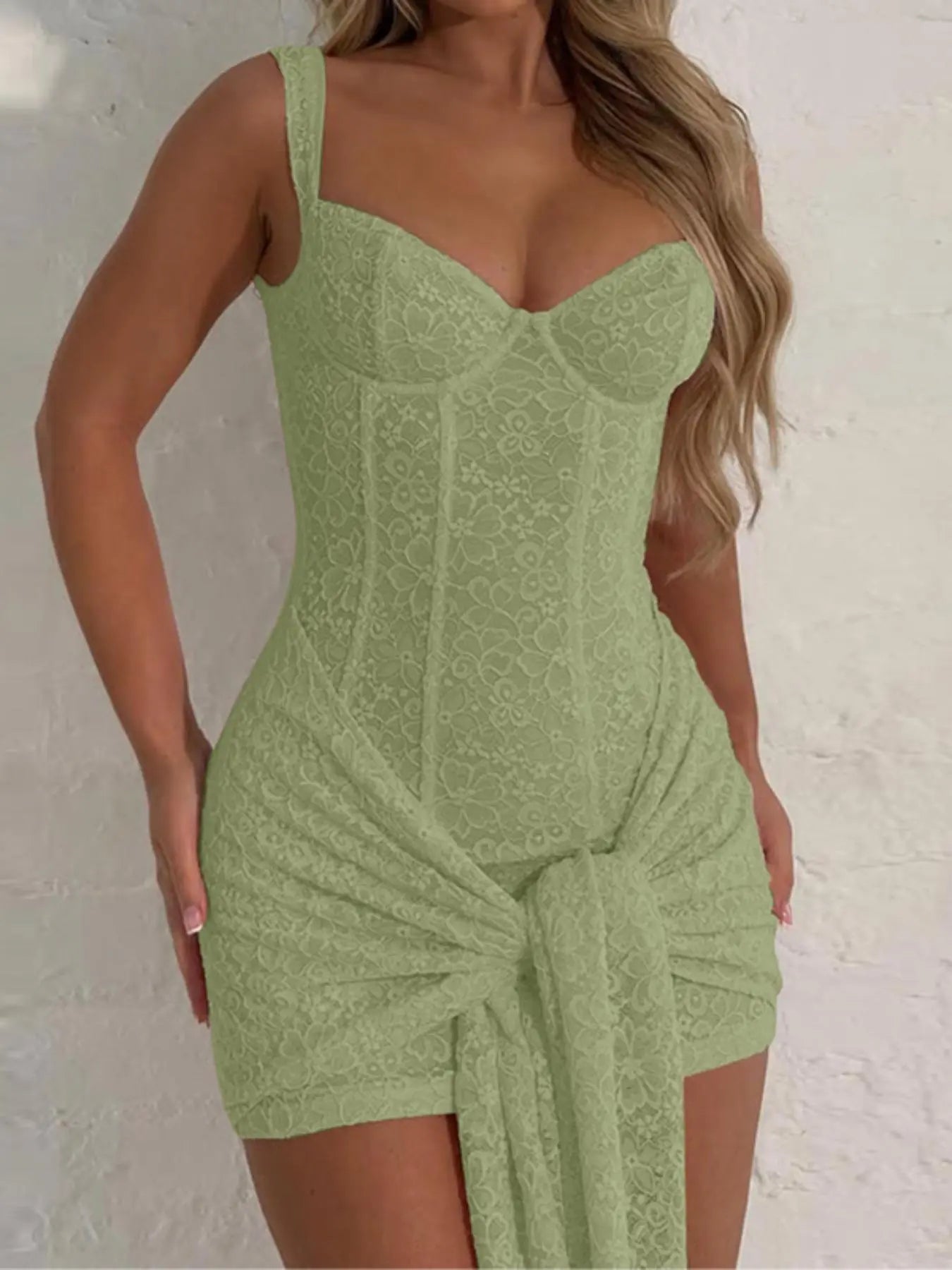 NINONERA Sleeveless Spaghetti Strap Tank Dress — Green