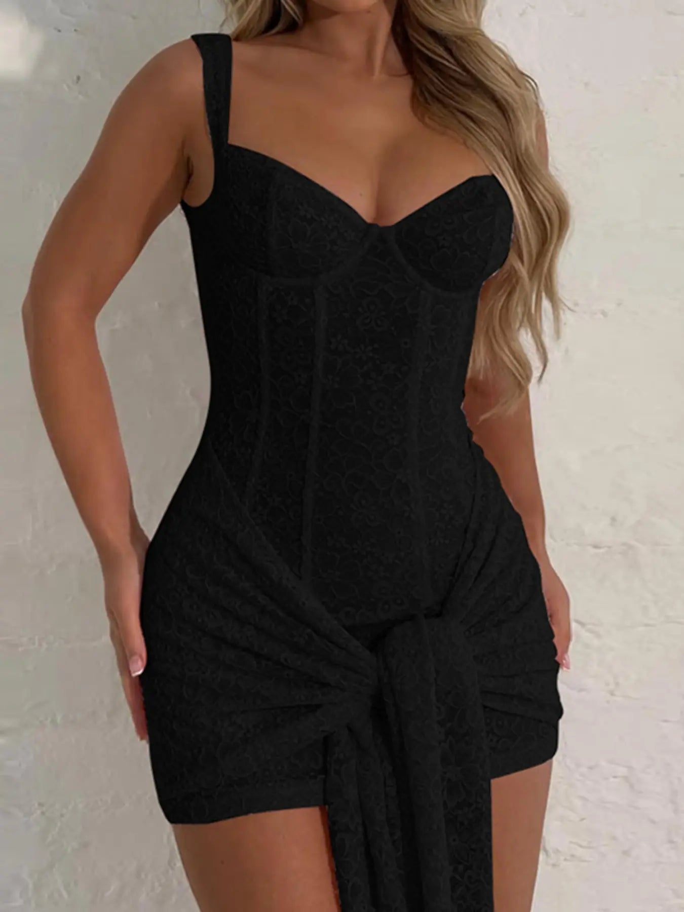 NINONERA Sleeveless Spaghetti Strap Tank Dress — Black