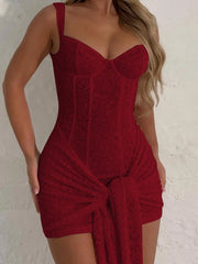 NINONERA Sleeveless Spaghetti Strap Tank Dress — Red